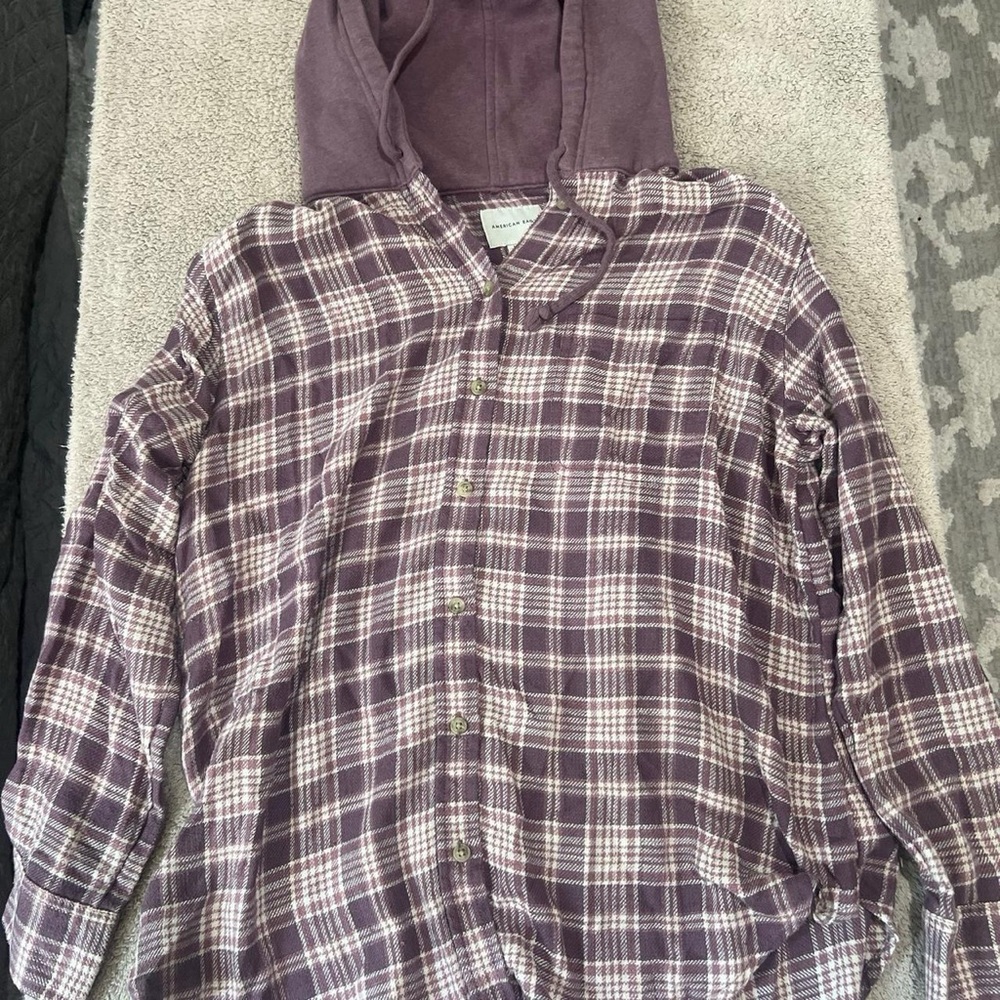 American Eagle Outfitters Purple Plaid Button Down Shirt